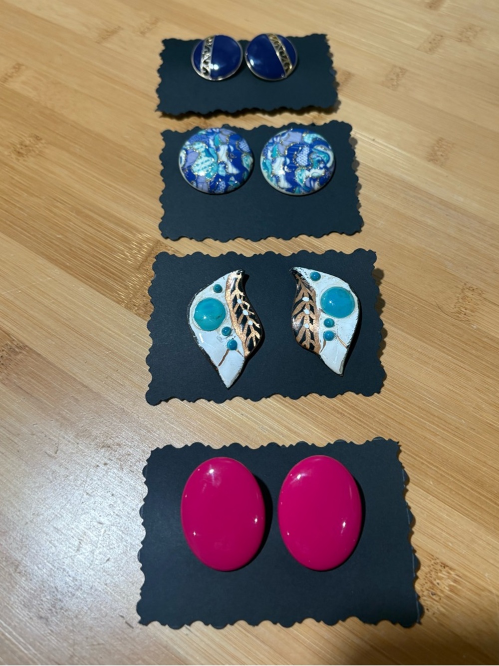 Assorted Vintage Clip-On Earring Set - Blue, Turquoise & Hot Pink